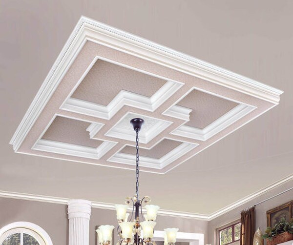 Majestic Tray Ceiling Medallion Square molding White Finish Easy Install